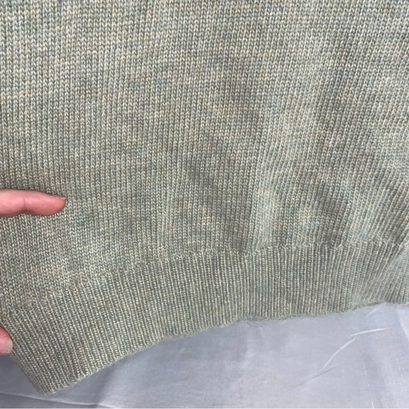 Cyrillus Paris Sage Green Wool Blend Ruffled Neck Knit Sweater Dress, Size Large - Picture 5 of 9